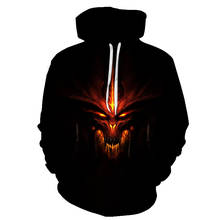 2021 new 3D printing hoodie flame skull fashion street style hoodie spring and autumn casual hooded pullover 2024 - buy cheap