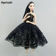 Vestido de balé preto para barbie, roupas de boneca, acessórios de boneca, strass, 3 camadas, vestido de festa, brinquedos para crianças, 1/6 2024 - compre barato