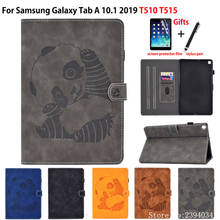 SM-T510 чехол для Samsung Galaxy Tab A 10,1 2019 T510 T515 SM-T515 чехол с пандой из тисненой искусственной кожи с подставкой + подарок 2024 - купить недорого