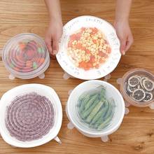 Tapas elásticas de silicona reutilizables, cuenco de comida de silicón, envoltura de alimentos frescos, mantenimiento, Kit de cocina para el hogar, 8 Uds. 2024 - compra barato
