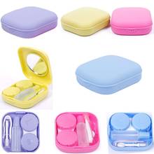 Popular Mini Square Contact Lens Case Box Travel Kit Easy Carry Mirror Container With Mirror 2024 - buy cheap