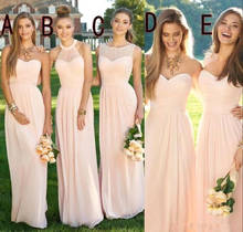 Vestidos longos de dama-de-honra, rosa, marinho, barato, decote misturado, cheio de chiffon, verão, blush, damas de honra, formal, vestidos de festa de baile com 2024 - compre barato