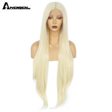 Anogol 42 Inch Long Straight 613 Blonde Synthetic Part Lace Wigs Middle Part High Temperature Fiber Hair Wig for Women 2024 - buy cheap