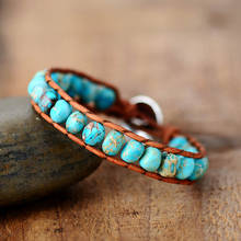 Leather Wrap Bracelet W/ Jaspers Stones Femme Vintage Weaving Designer Art Bracelet Jewelry Gifts 2024 - buy cheap