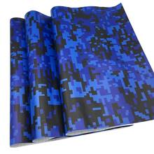 Bubble Free Motorcycle Car Wrap Foil Blue Black Digital Camouflage Vinyl Film With Air Adhesive Pixel Military Camo Sticker 2024 - buy cheap