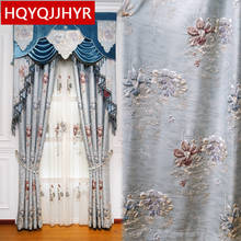 European Luxury Blue Villa 3D Jacquard Thick Full Blackout Bay Window Curtains For Living Room Bedroom Hotel Kitchen Apartment 2024 - buy cheap