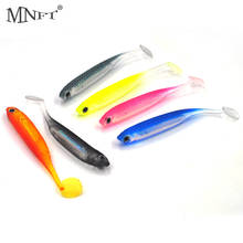 Mnft 24 peças 6 cores cauda arco-íris peixe isca de pesca macia olhos 3d silicone iscas de pesca 70mm/2.1g 2024 - compre barato