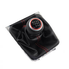 Silver & Leather Car Shift Gear Knob Lever Gaitor Boot Cover For VW Golf 7 VII A7 MK7 GTI GTD 2013 2014 2015 2016 2017 2018 2024 - buy cheap