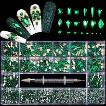 Swiovsky-diamantes de imitación de cristal verde AB 3D para decoración de uñas, cristales de forma elegante para decoración artística de uñas, DIY 2024 - compra barato