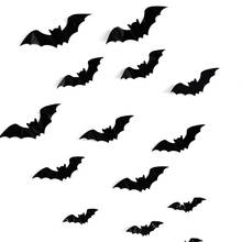 16PCS Halloween 3D Bats Decorations PVC Window Stickers Wall Art Decals DIY Halloween Party Supplies 2024 - buy cheap