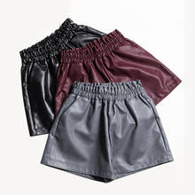 Shorts solto de cintura alta elástica, feminino, estilo inglaterra, pernas largas, preto, moda outono e inverno, mulheres 2024 - compre barato