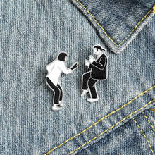 Exquisite fashion black and white punk alloy brooch vulgar novel Pulp Fiction character pin accessory badge 2024 - buy cheap