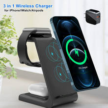 3 in 1 Induction Qi Wireless Charger Fast Charging Holder For iPhone 12Pro MAX/11/Xs Samsung For Apple Watch Charger Airpods Pro 2024 - купить недорого
