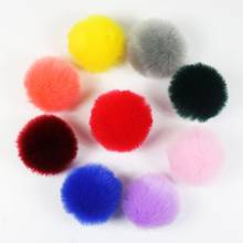 2Pcs/Set 14 Colors 8cm DIY Fluffy Pompom Ball With Elastic Loop Rainbow Solid Color For Knitting Hat Shoes Scarves Bag Handbag C 2024 - buy cheap