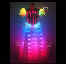 Cor cheia vestido de dança programável trajes led ballroom singer usa palco mostrar roupas discoteca casamento iluminação colorida 2024 - compre barato