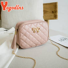 Yogodlns Bow Lozenge Shoulder Bag Female Tassel Zipper Chain Strap Crossbody Bags for Women Mobile Phone Pocket Handbag feminina 2024 - buy cheap
