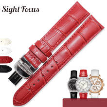 14 16 18mm Red Women Watch Strap for Tissot 1853 Dressport T050 T099 Watch Bands Silver Butterfly Deployment Buckle Female Belts 2024 - buy cheap