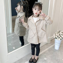 Jaqueta de lã xadrez com bolso, casaco feminino casual elegante para crianças, primavera e outono p112 2024 - compre barato