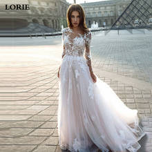 LORIE  A-line Beach Wedding Dress Long Sleeve Sweep Train Boho Bridal Dresses Eleagant Vintage Lace Princess Bridal Gowns 2024 - buy cheap