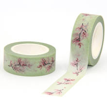 New Arrival 1PC 15MM*10M Vintage Pink Flower Washi Tape Wide Sticky Adhesive Tape Scrapbooking Album DIY Decorative Paper Tape 2024 - buy cheap