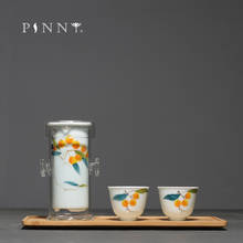 PINNY Hand Painted Lute ​Portable Tea Set Heat Resistant Double Ears Black Tea Teapot Ceramic Kung Fu Tea Set 1 Pot 2 Cups 2024 - buy cheap