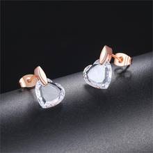 Clear Love Heart Crystal Stud Earrings Rose Gold Color Fashion Brand Wedding Jewelry/Jewellery For Women HotSale DFE182 2024 - buy cheap