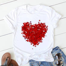 pink heart flower Print Women tshirt Short Sleeve Print Clothes Ladies Womens T-Shirt Graphic Tops Clothes Female T-shirts 2024 - buy cheap