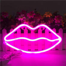 LED Neon Sign Night Lights Lips Lamp Wall Decor Light for Indoor Christmas Wedding Party Kids Room love romantic USB battery 2024 - buy cheap