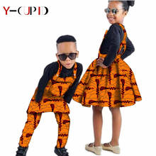 African Clothes for Kids Bazin Riche Boys Ankara Outfits Jumpsuit Bib Overalls Matching Girls Print Suspender Skirts YS204014 2024 - buy cheap