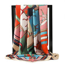 Bufanda de moda para mujer, pañuelo de pelo de satén de seda con estampado, cuadrado, 90x90cm, 2020 2024 - compra barato