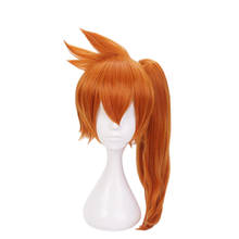 My Boku No Hero Academia Itsuka Kendo-coleta naranja para Cosplay, pelo sintético resistente al calor, fiesta de Carnaval y Halloween, con gorro de peluca 2024 - compra barato