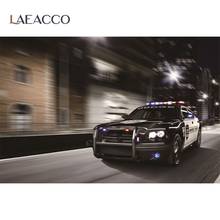 Laeacco Police Car Street 110 Match Town Night Scenic Train Street Photography Backdrops Photographic Backgrounds Photo Studio 2024 - buy cheap