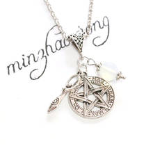 Fashion Vintage Pentagram Star Goddess Opal Bead Pendant Necklace For Women Gifts Goth Wicca Witchcraft Choker Jewelry Statement 2024 - buy cheap