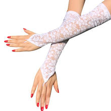 Lady Breathable Sunscreen Gloves Women Fingerless Gloves Solid Arm Elbow Gloves Long Lace Floral Print Guantes Dress Accessory 2024 - buy cheap