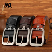 MEDYLA-cinturones de cuero con hebilla para hombre, Cinturón de piel de vaca con hebilla, Estilo Vintage, SM02 2024 - compra barato