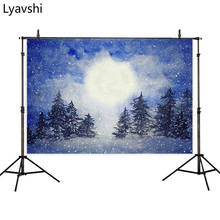 Lyavshi natal fotografia pano de fundo inverno neve noite lua floresta aquarela fundo photocall fotografia pano de fundo 2024 - compre barato