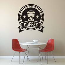 Оригинальный Лучший виниловый кофейный магазин, отличный знак для кофе, кружка с логотипом, украшение для кафе, Высококачественная Наклейка на стену для чашки, Виниловая наклейка 2024 - купить недорого
