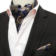 Masculino elegante ascot conjunto formal ocasião lenço pescoço gravata conjuntos com bolso quadrado 2024 - compre barato