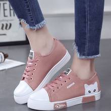 2021 Woman Vulcanized Women Flats Canvas Female Cartoon Cat Women's  Platform Sneakers Ladies Board Shoes Round Toe Plus Size 40 2024 - buy cheap