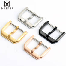 MAIKES-hebilla de reloj de acero inoxidable, cierre de correa de cuero negro, plata, oro rosa, 16mm, 18mm, 20mm, 22mm 2024 - compra barato