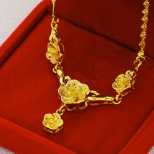 Женское золотое ожерелье VAMOOSY, простое золотое ожерелье с цветком сливы, металлическая цепочка в полоску, Золотое колье, 24K 2024 - купить недорого