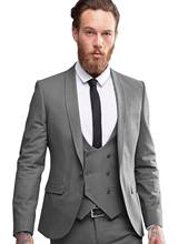 Новый серый мужской костюм, 3 шт., 2020, официальный костюм, мужские смокинги для выпускного, свадьбы, для жениха, приталенные мужские костюмы, комплект (пиджак + брюки + жилет) 2024 - купить недорого