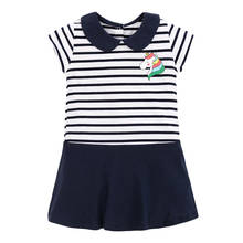 Pouco maven novo verão crianças azul listrado pegasus peter pan meninas 2-7yrs de manga curta algodão de malha vestidos bonitos 2024 - compre barato