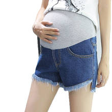Mulheres grávidas denim shorts verão confortável respirável moda fora vestindo calças de elevação da barriga roupas de gravidez p0406 2024 - compre barato