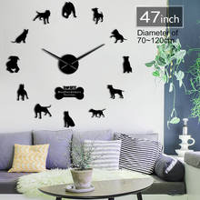 Relógio de parede 3d diy para animais de estimação, grande agulha de relógio, limpeza de cães, animais de estimação, decoração de quarto 2024 - compre barato