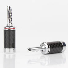 4pcs Rhodium Plated plug,Carbon Fiber Speaker Cable Banana Terminal Plug Connector 2024 - buy cheap