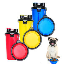 Alimentador portátil 2 en 1 para perros, taza para beber agua, contenedor de comida, plato plegable, suministros de alimentación para mascotas 2024 - compra barato