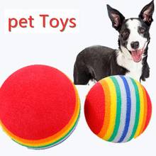 Bola de brinquedo interativo para gatos, brinquedo para mastigar e brincar com chocalho em eva, para treinamento atrair o gato, arco-íris, brinquedos para animais de estimação 2024 - compre barato