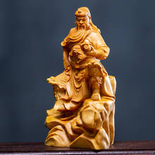 Guan Gong деревянная статуя фигурка Будды статуя самшита скульптура Деревянная резьба Guan Yu украшение дома мини украшения 2024 - купить недорого