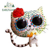 EARLFAMILY-pegatina de gato blanco de los muertos para coche, calcomanía creativa, calcomanías impermeables a prueba de arañazos, 13cm x 12,3 cm 2024 - compra barato